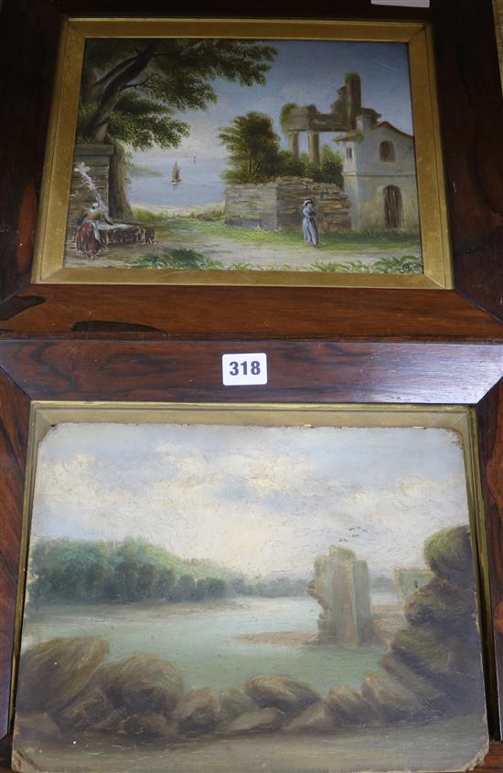 Victorian School Landscapes, 9.5 x 12in. rosewood frames.